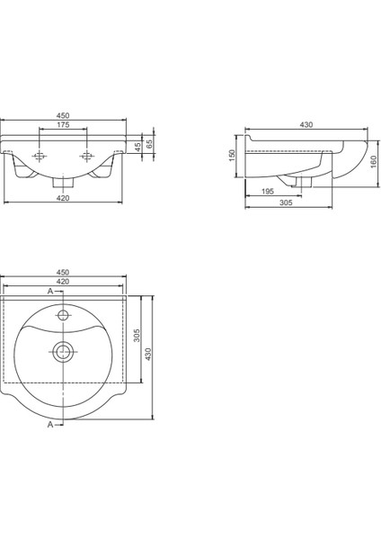 Seramik Cerastyle Nil 45 Cm Etajerli Lavabo fiyatları