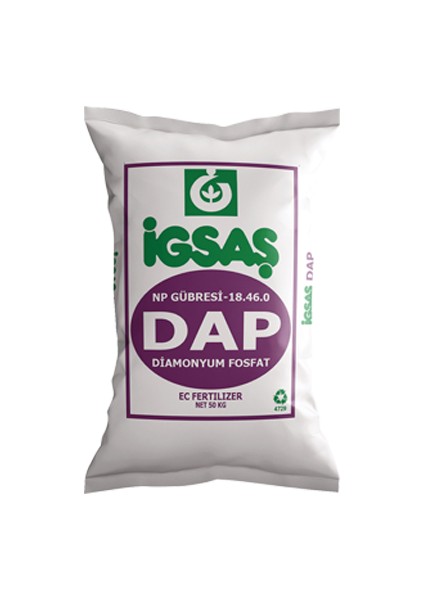 İGSAŞ DAP - %18N, %46 P2O5 DİAMONYUM FOSFAT 50 KG
TABAN GÜBRESİ