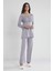 1241 Kadın Penye Dantelli Pijama Takımı - Royal 1