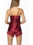 405 Kadın Saten Dantelli Pijama Şort - Bordo 2