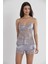 445 Kadın Saten Dantelli Pijama Şort - Royal 1