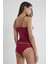 345 Kadın Dantelli Penye Atlet Külot Kaşkorse Set - Bordo 2