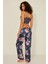 045 Kadın Desenli Saten 3 Lü Pijama Takım Indigo 4