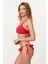 Askılı Straplez Fırfırlı Bikini Takım 217389 Nar Çiçeği 2