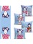 Real Homes Mavi Zeminli Etnik Fashion Girl Tasarımlı 4 Kırlent Kılıfı ve 1 Runner Seti 1