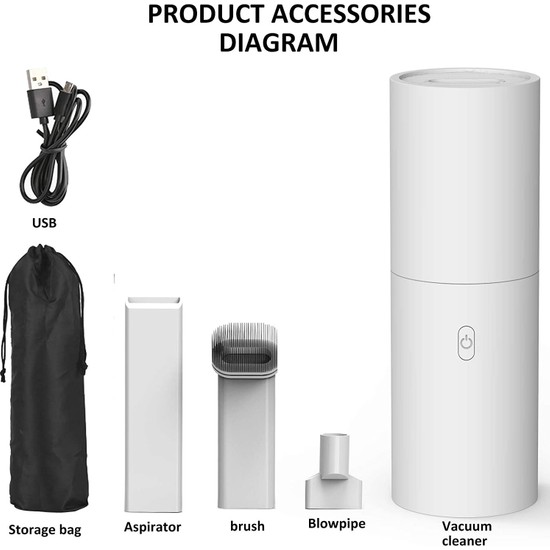 Bebay Mini Portable Vacum Cleaner Şarjlı Süpürge (Beyaz) Fiyatı