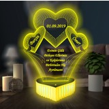 3D Hediye Dünyası Kalpli Yazılı Özel Hediye 16 Renkli Kumandalı
