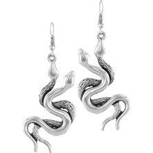 Labalaba Kadın Antik Gümüş Kaplama Sallantılı Model Ikili Yılan Küpe