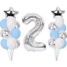 Parti Sürprizi 2 Yaş Gümüş Folyo Balon Set 21 Adet