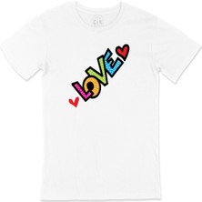 Cix Renkli Love Yazılı Tişört