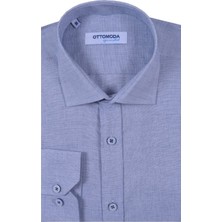 Ottomoda Erkek Gri-Laci Uzun Kollu %100 Pamuklu Regular Gömlek,OT-C-20136