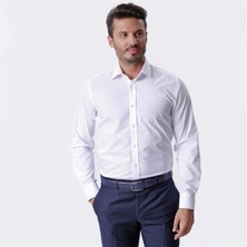 Ottomoda Klasik Uzun Kollu Regular Fit Erkek Beyaz Gömlek, OT-CP-20104
