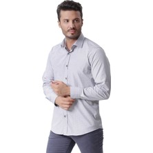 Ottomoda Ekose Kareli Uzun Kol Regular Fit Klasik Gri Gömlek,OT-CP-20113
