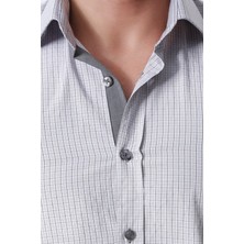 Ottomoda Ekose Kareli Uzun Kol Regular Fit Klasik Gri Gömlek,OT-CP-20113