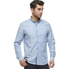 Ottomoda Oxford %100 Pamuklu Çizgili SlimFit Uzun Kollu Gömlek,OT-C-20071