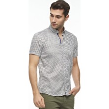 Ottomoda Erkek Pamuklu Dijital Baskılı Kısa Kollu Gömlek, OT-C-20202