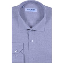 Ottomoda Erkek Gri Düz Uzun Kollu %100 Pamuklu Regular Gömlek,OT-C-20138