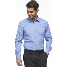 Ottomoda %100 Pamuk Premium Kumaş Lacivert Uzun Kollu Gömlek,OT-C-20142