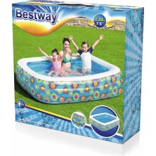 Bestway Dikdörtgen Çiçek Desenli 3 Halka Çocuk Havuzu