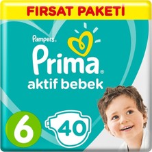 Prima Bebek Bezi Aktif Bebek Fırsat Paketi 6 Beden 40 Adet