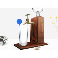 Bk Gift Musluklu Doğal Ahşap Vodka Standı - Ceviz