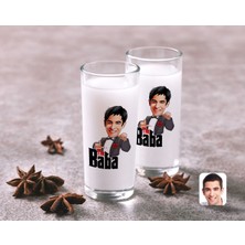 BK Kişiye Özel Renkli Baskılı Godfather Baba Karikatürlü Ikili Rakı Bardağı Seti-7