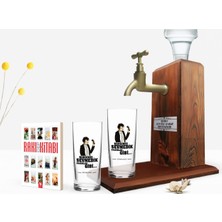 BK Kişiye Özel Renkli Baskılı Hangimiz Sevmedik Çılgınlar Gibi Silüet Tasarımlı Ikili Rakı Bardağı Ahşap Rakı Standı ve Cep Kitabı Hediye Seti-8