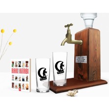 BK Kişiye Özel Renkli Baskılı Atatürk Temalı Ikili Rakı Bardağı Ahşap Rakı Standı ve Cep Kitabı Hediye Seti-32