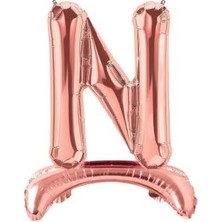 Parti Sürprizi Ayakta Durabilen Rose Gold N Harf Folyo Balon
