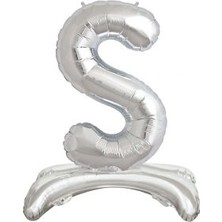 Parti Sürprizi Ayakta Durabilen Gümüş S Harf Folyo Balon