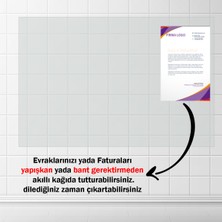 Pi Papers Akıllı Kağıt - 60x100 Cm 1 Şeffaf+1 Beyaz, Not Belge Fotoğraf Tutucu Özellikli Statik Sihirli Pano