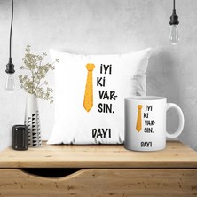 Kitapeli 3551 Kişiye Özel İsimli Babalar Günü İyi Ki Varsın Baskılı Kupa Yastık Kılıfı Seti