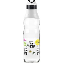 Titiz Plastik Panda Desenli Cam Suluk 1000 ml Matara Su Şişesi Sürahi