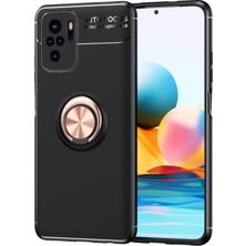 Nevarium Xiaomi Redmi Note 10 Kılıf Yüzüklü Silikon Range - Siyah-Gold