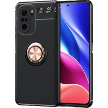 Nevarium Xiaomi Redmi K40 Pro Kılıf Yüzüklü Silikon Range - Siyah-Gold