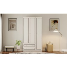 Rabi Mobilya Grey Country 3 Kapak 2 Çekmeceli Gardırop