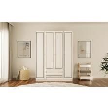 Rabi Mobilya Grey Country 4 Kapak 2 Çekmeceli Gardırop