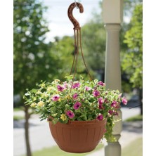 Nigarden NG1800 Ahşap Görünümlü Makrome Saksı 3 Askılı 18 cm