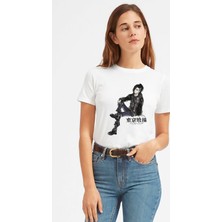 Qivi Anime Tokyo Ghoul Anteiku Baskılı Beyaz Kadın Tshirt