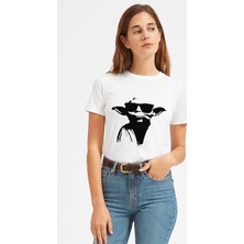 Qivi Yoda Baskılı Beyaz Kadın Tshirt