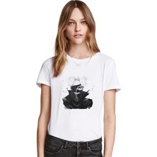 Qivi Anime Tokyo Ghoul Anteiku Baskılı Beyaz Kadın Tshirt