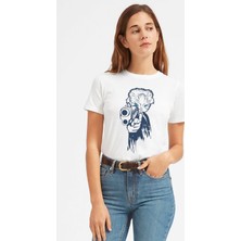 Qivi Gone Wild Baskılı Beyaz Kadın Tshirt