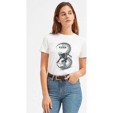 Qivi Anime Tokyo Ghoul Anteiku Baskılı Beyaz Kadın Tshirt