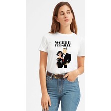 Qivi Samurai Jack Baskılı Beyaz Kadın Tshirt