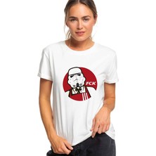 Qivi Fck Baskılı Beyaz Kadın Tshirt