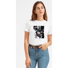 Qivi Anime Tokyo Ghoul Anteiku Baskılı Beyaz Kadın Tshirt