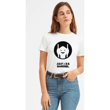 Qivi Evangelion Bardıel Baskılı Beyaz Kadın Tshirt