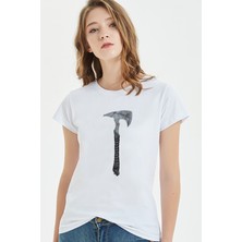 Qivi Zombie Balta Baskılı Beyaz Kadın Tshirt