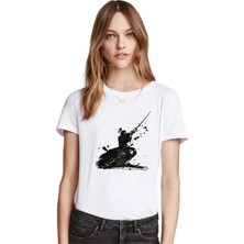 Qivi Silhouette Samurai Kadın Beyaz Tshirt