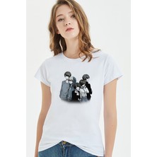 Qivi Anime Tokyo Ghoul Anteiku Baskılı Beyaz Kadın Tshirt